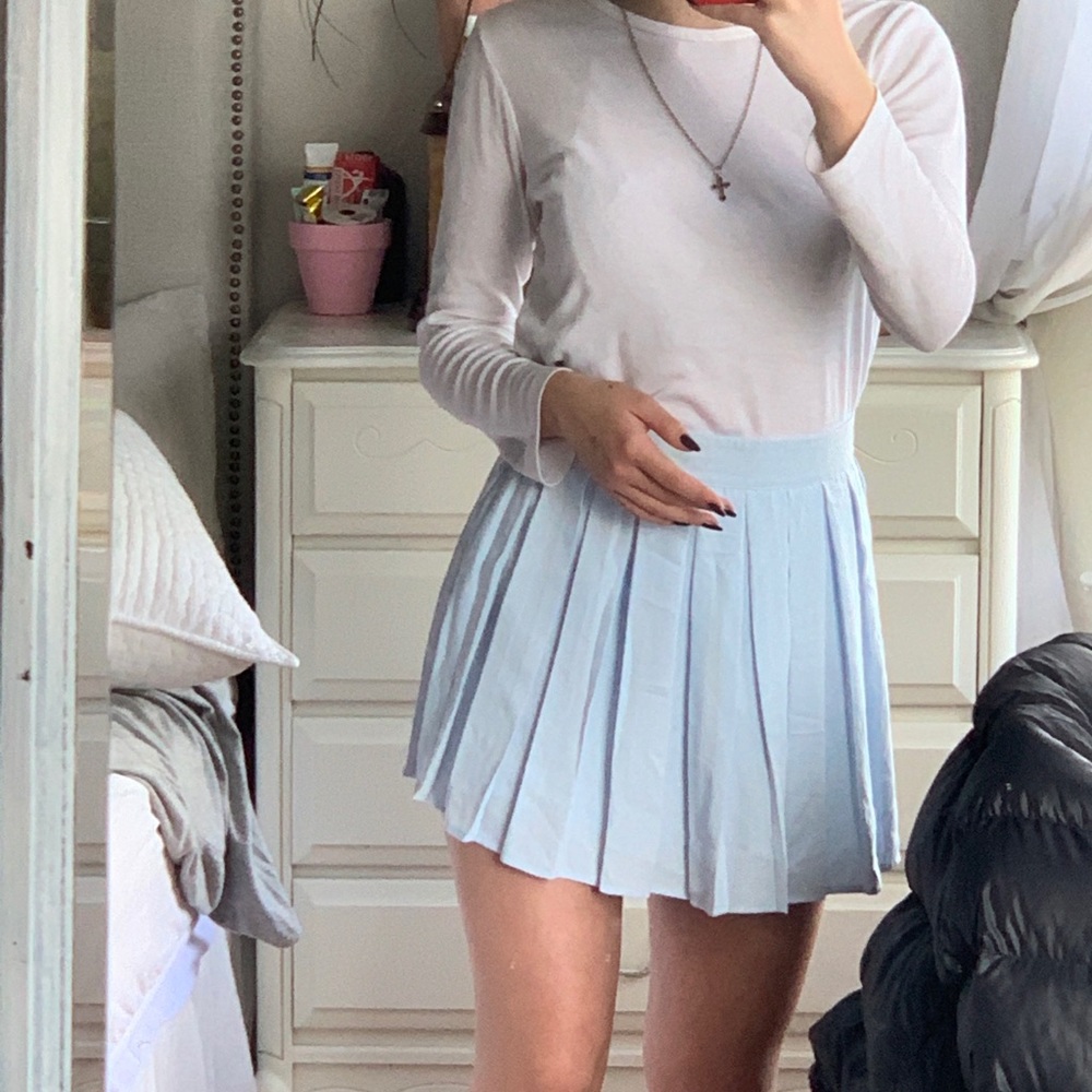 Baby blue pleated skirt